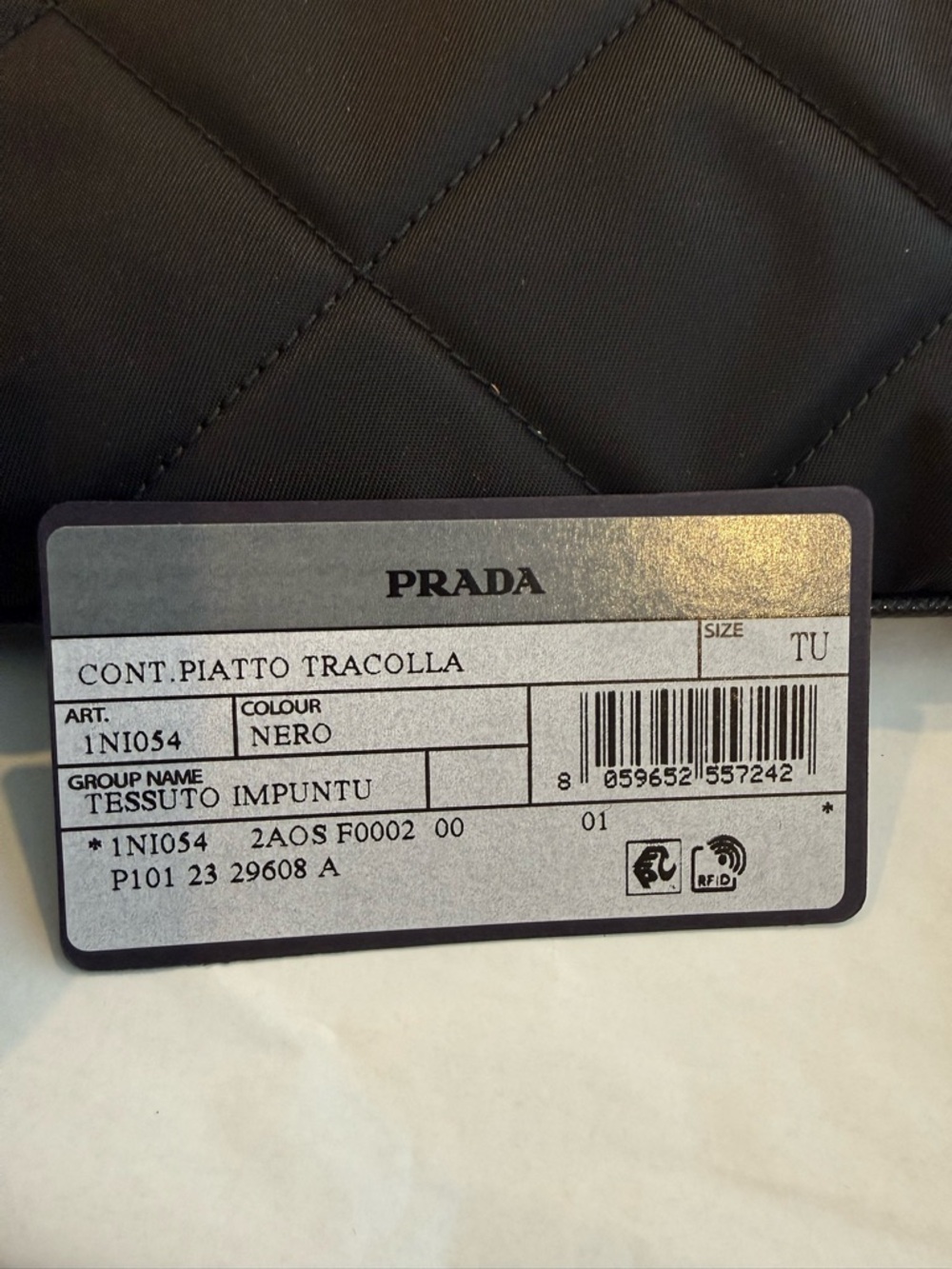Prada Black Quilted Re-Nylon Clutch with Gold Chain - Picture 9 of 10